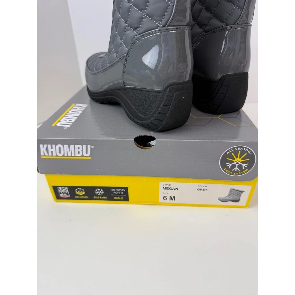 Khombu Megan Grey Waterproof Boots Memory Insoles‎ Sz 6 M New